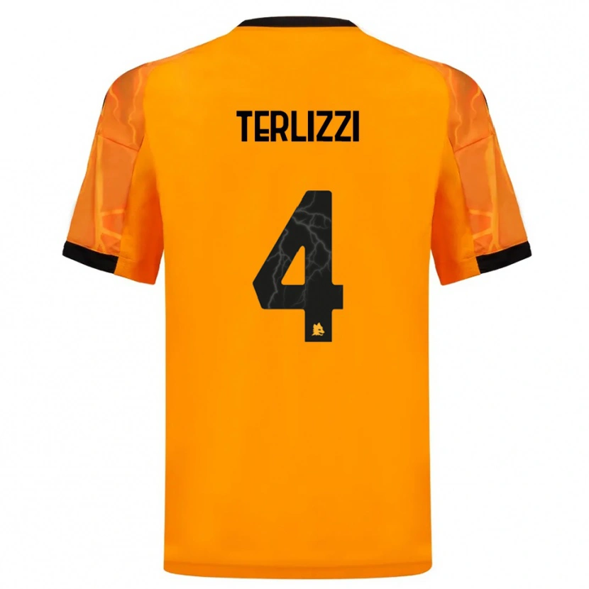 Danxen Enfant Maillot Federico Terlizzi #4 Orange Noir Tenues Extérieur 2025/26 T-Shirt