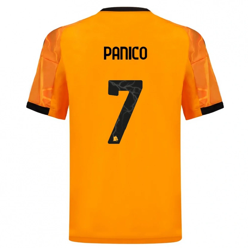 Danxen Enfant Maillot Francesco Panico #7 Orange Noir Tenues Extérieur 2025/26 T-Shirt