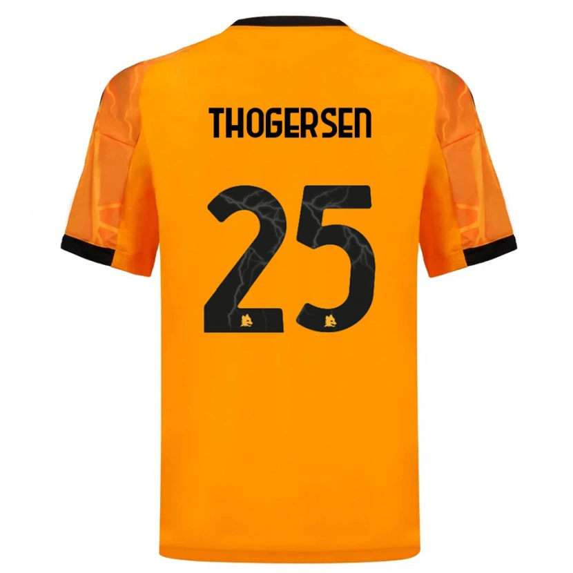 Danxen Enfant Maillot Frederikke Skjødt Thøgersen #25 Orange Noir Tenues Extérieur 2025/26 T-Shirt