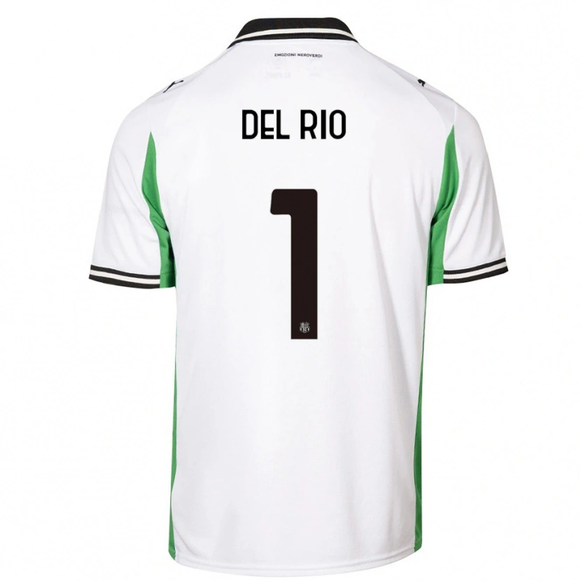 Danxen Enfant Maillot Davide Del Rio #1 Blanc Vert Noir Tenues Extérieur 2025/26 T-Shirt