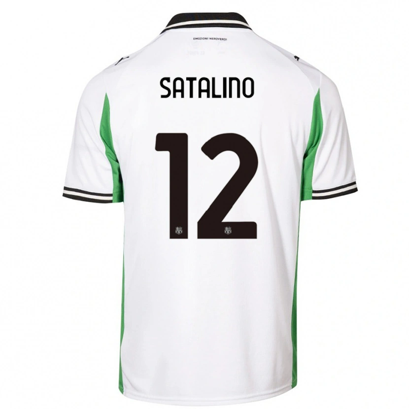 Danxen Enfant Maillot Giacomo Satalino #12 Blanc Vert Noir Tenues Extérieur 2025/26 T-Shirt