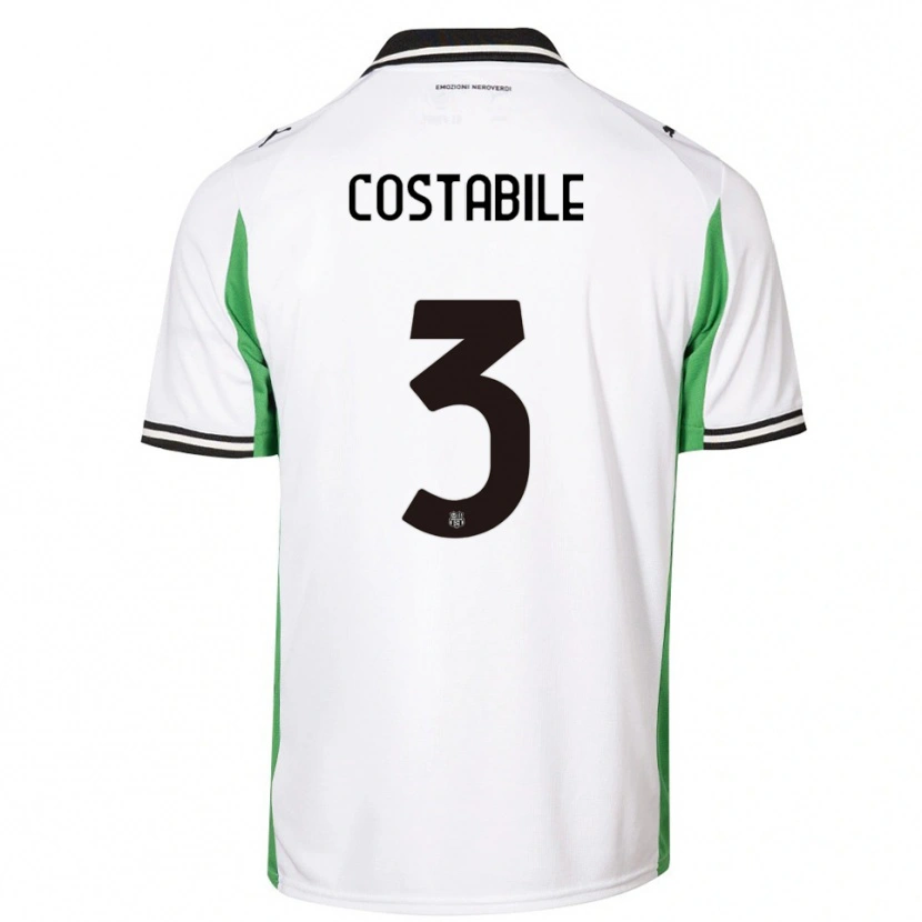 Danxen Enfant Maillot Cristian Costabile #3 Blanc Vert Noir Tenues Extérieur 2025/26 T-Shirt
