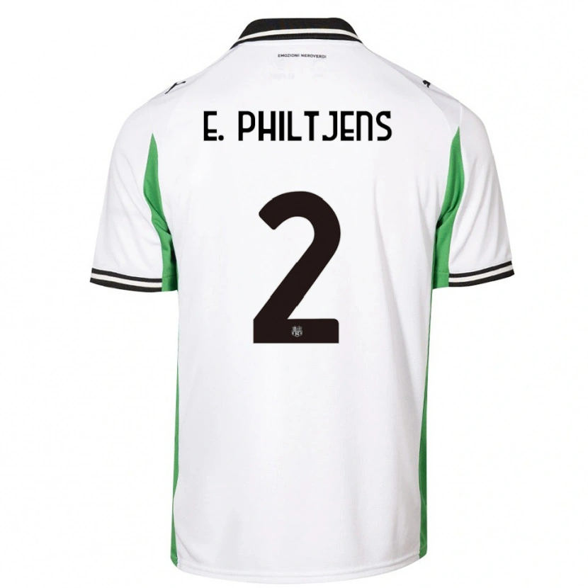 Danxen Enfant Maillot Davina Brigitte E. Philtjens #2 Blanc Vert Noir Tenues Extérieur 2025/26 T-Shirt