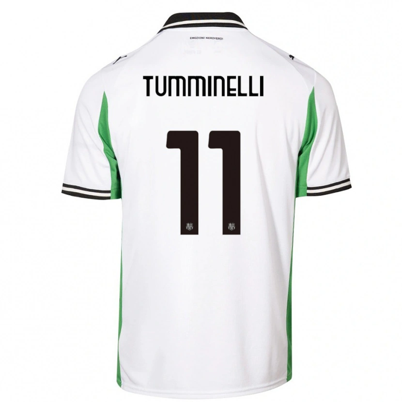 Danxen Enfant Maillot Daniel Tumminelli #11 Blanc Vert Noir Tenues Extérieur 2025/26 T-Shirt