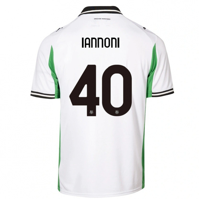 Danxen Enfant Maillot Edoardo Iannoni #40 Blanc Vert Noir Tenues Extérieur 2025/26 T-Shirt