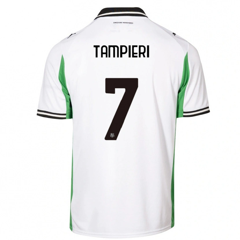 Danxen Enfant Maillot Diego Tampieri #7 Blanc Vert Noir Tenues Extérieur 2025/26 T-Shirt