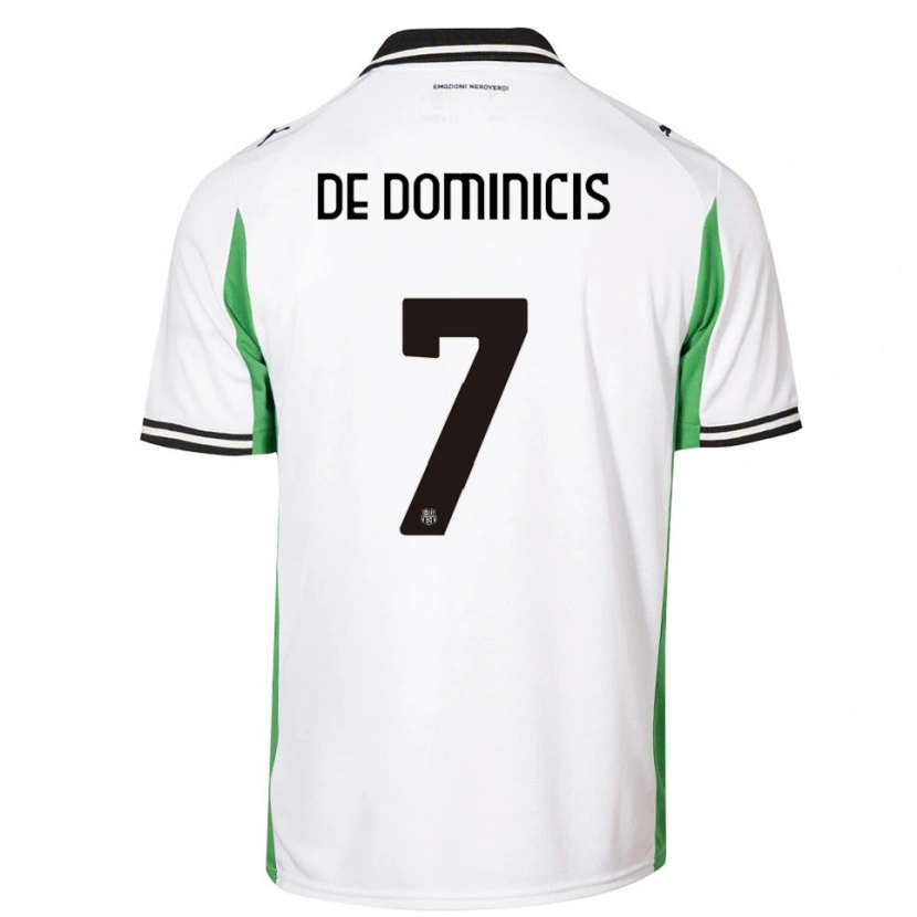 Danxen Enfant Maillot Diego De Dominicis #7 Blanc Vert Noir Tenues Extérieur 2025/26 T-Shirt