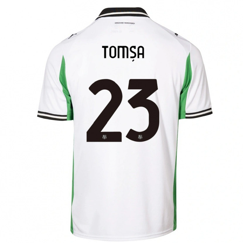 Danxen Enfant Maillot Troy Tomșa #23 Blanc Vert Noir Tenues Extérieur 2025/26 T-Shirt