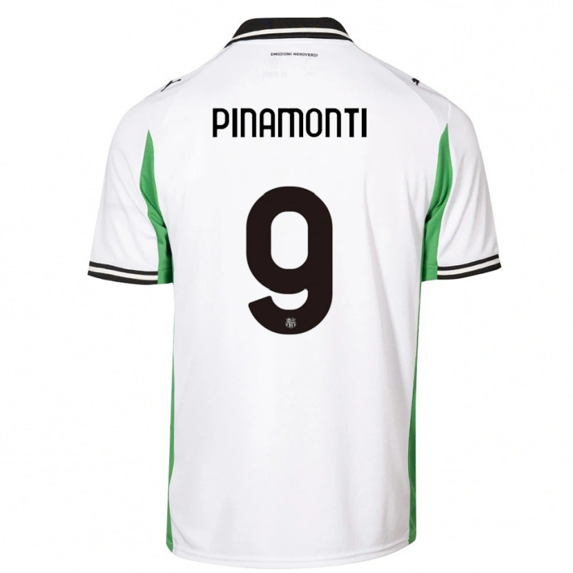 Danxen Enfant Maillot Andrea Pinamonti #9 Blanc Vert Noir Tenues Extérieur 2025/26 T-Shirt