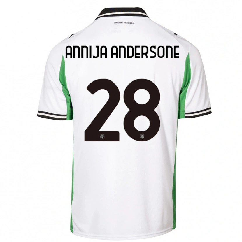 Danxen Enfant Maillot Gabriela Annija Andersone #28 Blanc Vert Noir Tenues Extérieur 2025/26 T-Shirt