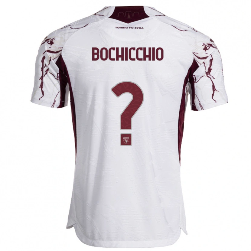 Danxen Enfant Maillot Francesco Bochicchio #0 Blanc Bourgogne Tenues Extérieur 2025/26 T-Shirt