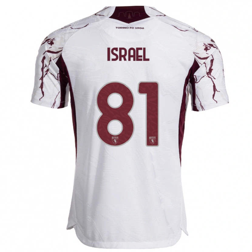 Danxen Enfant Maillot Franco Israel #81 Blanc Bourgogne Tenues Extérieur 2025/26 T-Shirt
