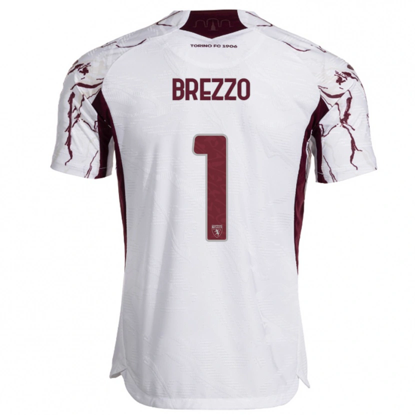 Danxen Enfant Maillot Matteo Brezzo #1 Blanc Bourgogne Tenues Extérieur 2025/26 T-Shirt