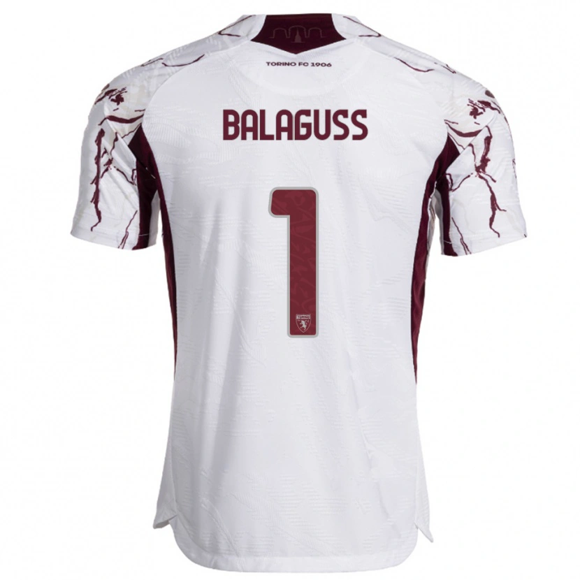 Danxen Enfant Maillot Nils Balaguss #1 Blanc Bourgogne Tenues Extérieur 2025/26 T-Shirt