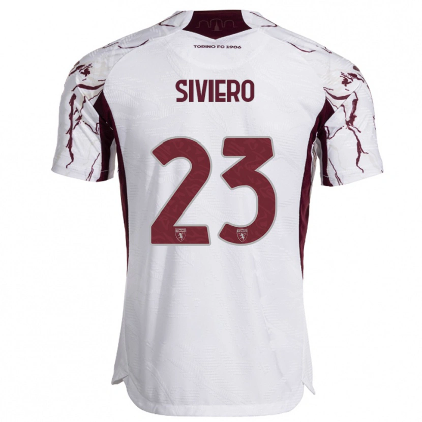 Danxen Enfant Maillot Lapo Siviero #23 Blanc Bourgogne Tenues Extérieur 2025/26 T-Shirt