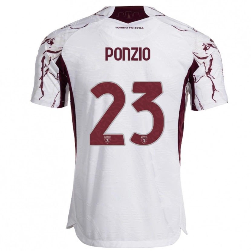 Danxen Enfant Maillot Erika Ponzio #23 Blanc Bourgogne Tenues Extérieur 2025/26 T-Shirt