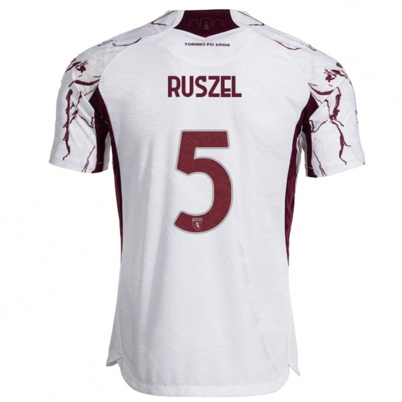 Danxen Enfant Maillot Marcel Ruszel #5 Blanc Bourgogne Tenues Extérieur 2025/26 T-Shirt