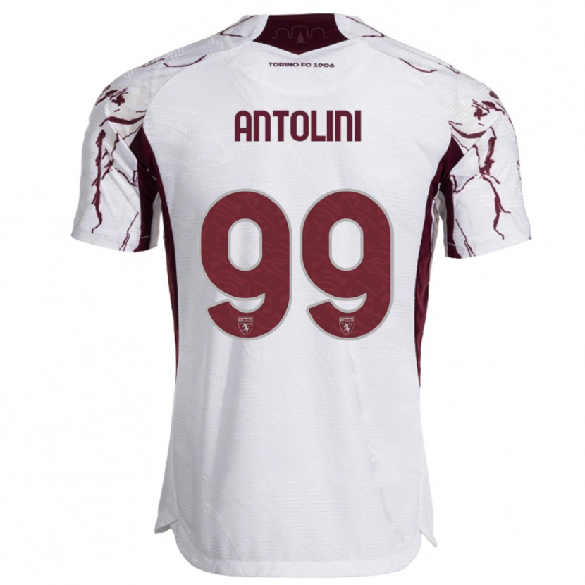 Danxen Enfant Maillot Jacopo Antolini #99 Blanc Bourgogne Tenues Extérieur 2025/26 T-Shirt