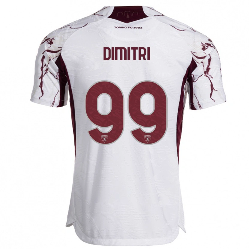 Danxen Enfant Maillot Matteo Dimitri #99 Blanc Bourgogne Tenues Extérieur 2025/26 T-Shirt