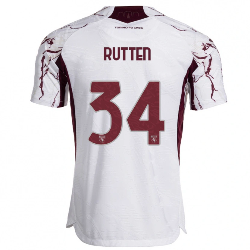 Danxen Enfant Maillot Jill Rutten #34 Blanc Bourgogne Tenues Extérieur 2025/26 T-Shirt