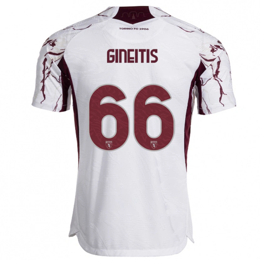 Danxen Enfant Maillot Gvidas Gineitis #66 Blanc Bourgogne Tenues Extérieur 2025/26 T-Shirt