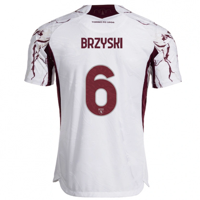 Danxen Enfant Maillot Igor Brzyski #6 Blanc Bourgogne Tenues Extérieur 2025/26 T-Shirt