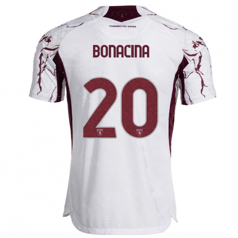 Danxen Enfant Maillot David Bonacina #20 Blanc Bourgogne Tenues Extérieur 2025/26 T-Shirt