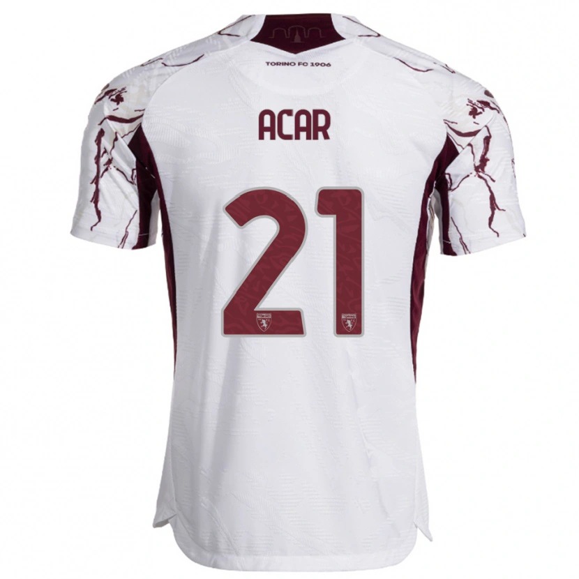 Danxen Enfant Maillot Emirhan Acar #21 Blanc Bourgogne Tenues Extérieur 2025/26 T-Shirt