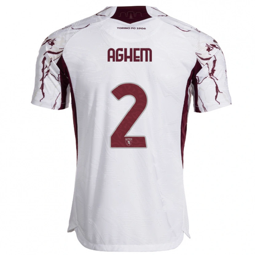 Danxen Enfant Maillot Brigitta Aghem #2 Blanc Bourgogne Tenues Extérieur 2025/26 T-Shirt