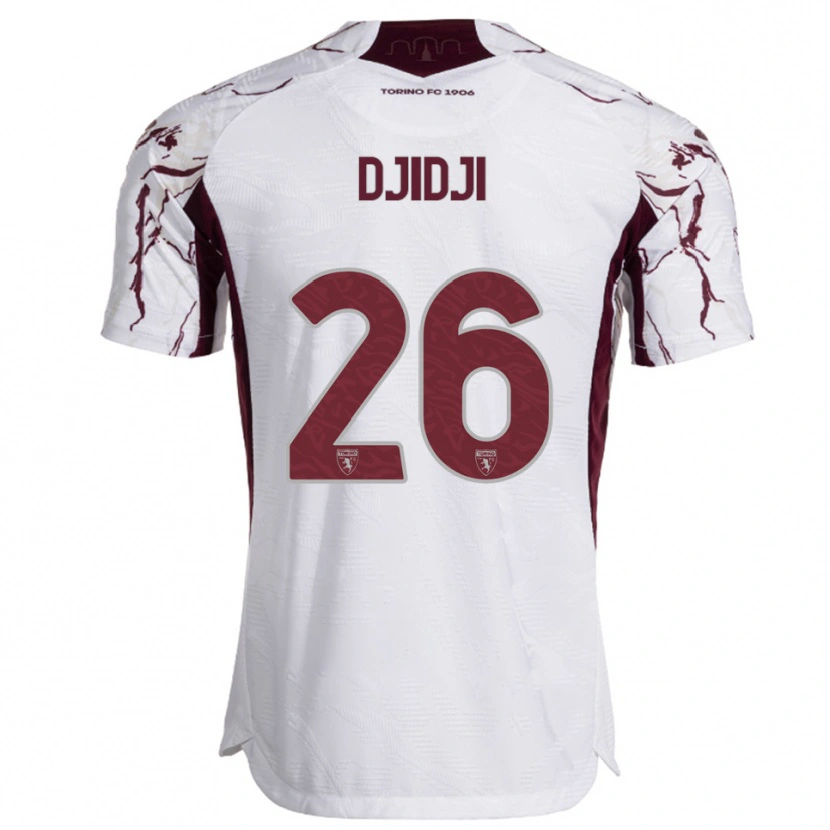 Danxen Enfant Maillot Koffi Djidji #26 Blanc Bourgogne Tenues Extérieur 2025/26 T-Shirt
