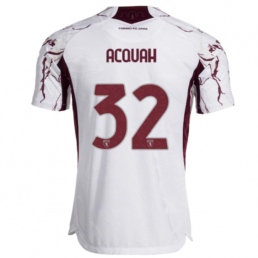 Danxen Enfant Maillot Wisdom Acquah #32 Blanc Bourgogne Tenues Extérieur 2025/26 T-Shirt