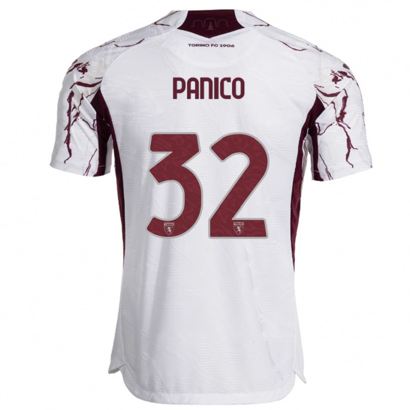 Danxen Enfant Maillot Patrizia Panico #32 Blanc Bourgogne Tenues Extérieur 2025/26 T-Shirt