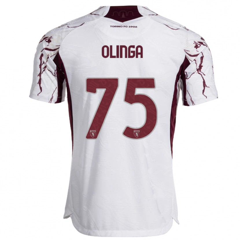 Danxen Enfant Maillot Kenny Liema Olinga #75 Blanc Bourgogne Tenues Extérieur 2025/26 T-Shirt