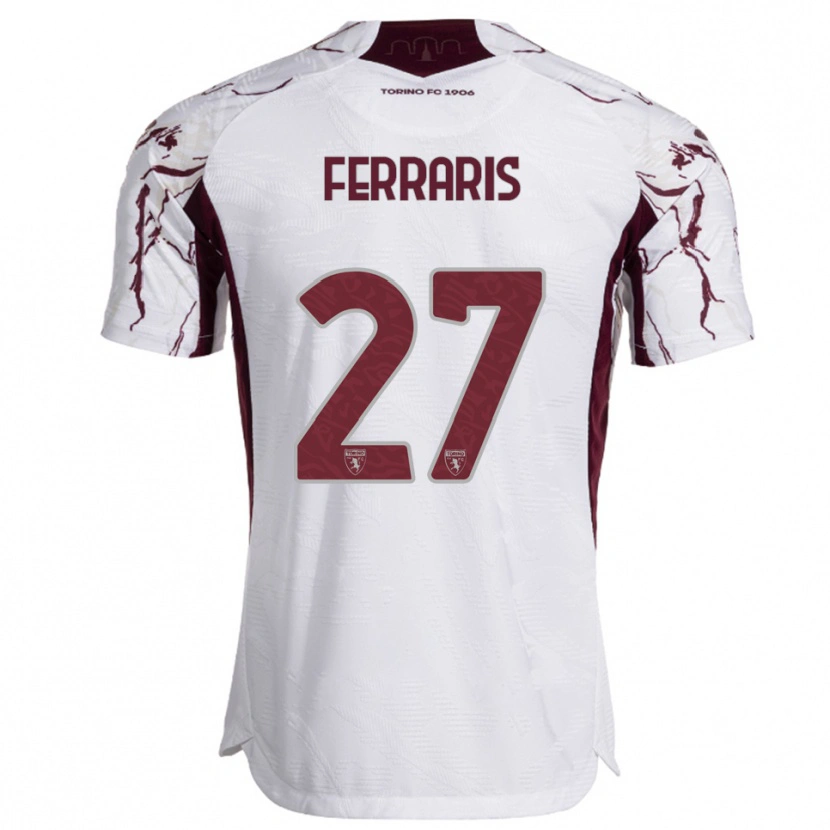 Danxen Enfant Maillot Lorenzo Ferraris #27 Blanc Bourgogne Tenues Extérieur 2025/26 T-Shirt