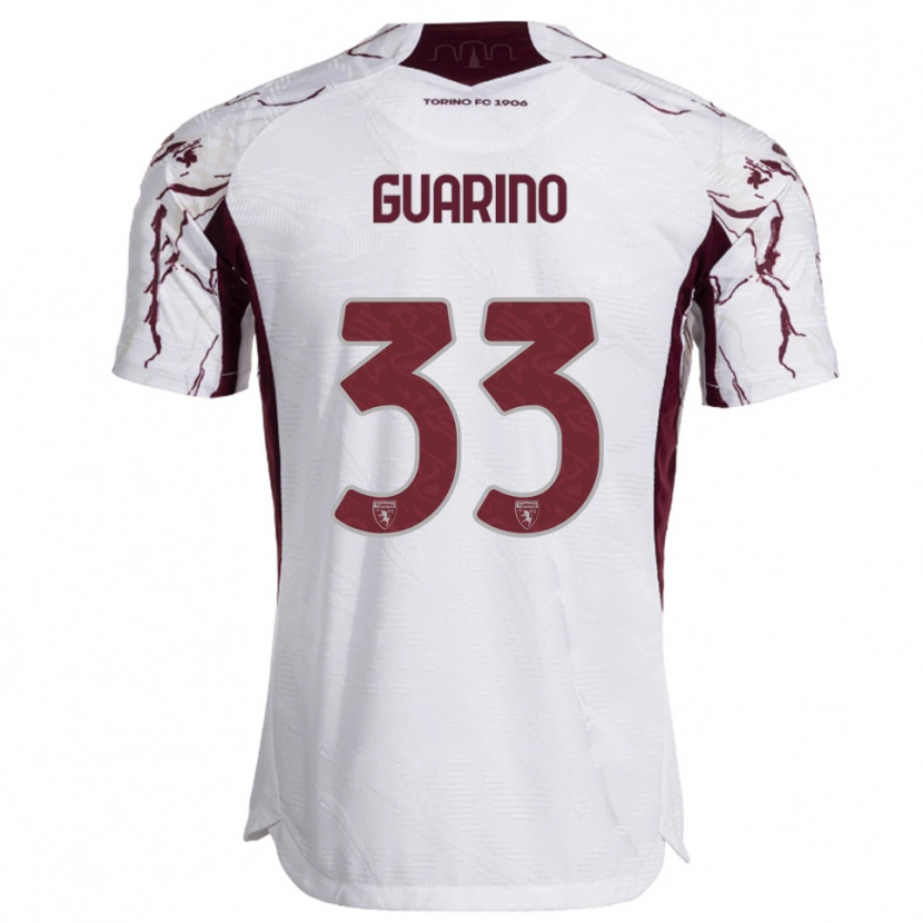 Danxen Enfant Maillot Rita Guarino #33 Blanc Bourgogne Tenues Extérieur 2025/26 T-Shirt