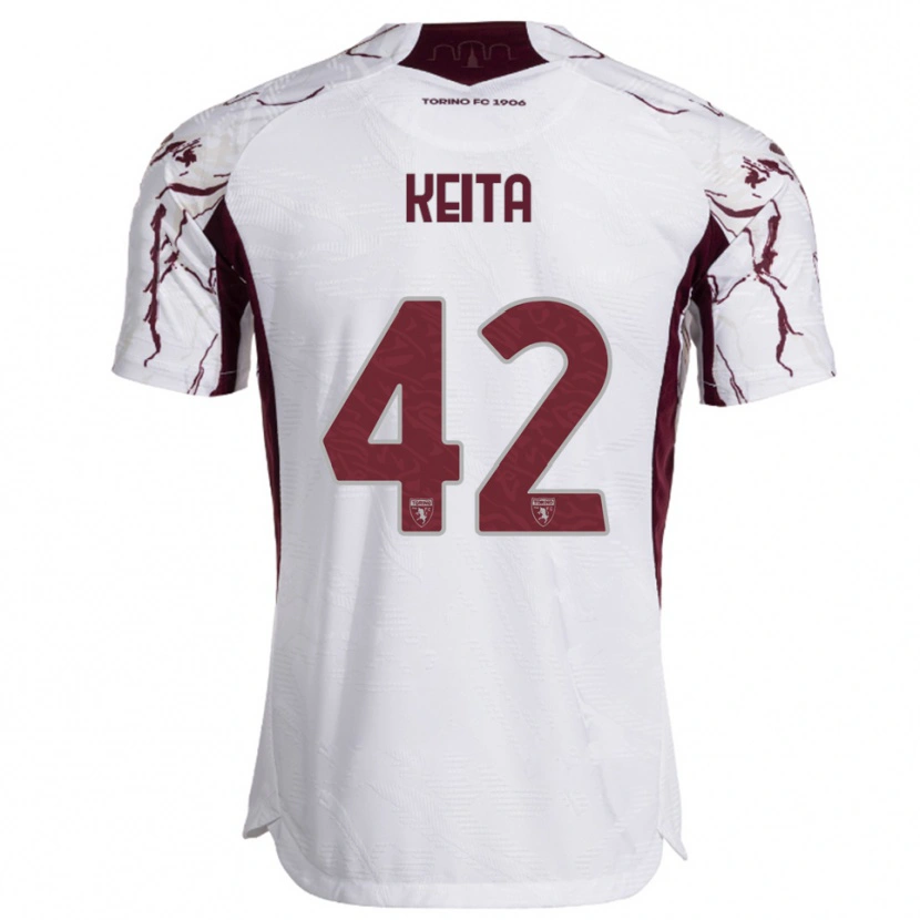 Danxen Enfant Maillot Karamoko Keita #42 Blanc Bourgogne Tenues Extérieur 2025/26 T-Shirt