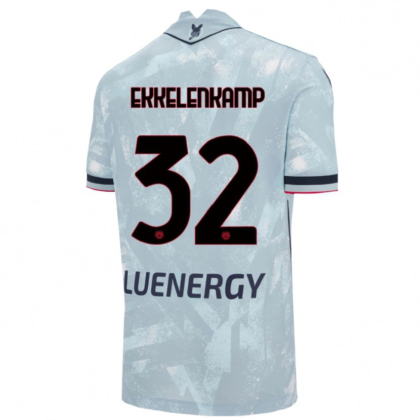 Danxen Enfant Maillot Jurgen Ekkelenkamp #32 Bleu Clair Noir Tenues Extérieur 2025/26 T-Shirt