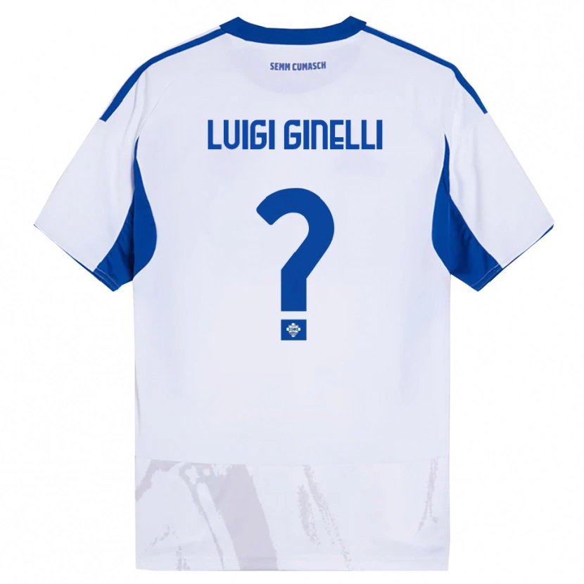 Danxen Enfant Maillot Lorenzo Luigi Ginelli #0 Blanc Bleu Tenues Extérieur 2025/26 T-Shirt