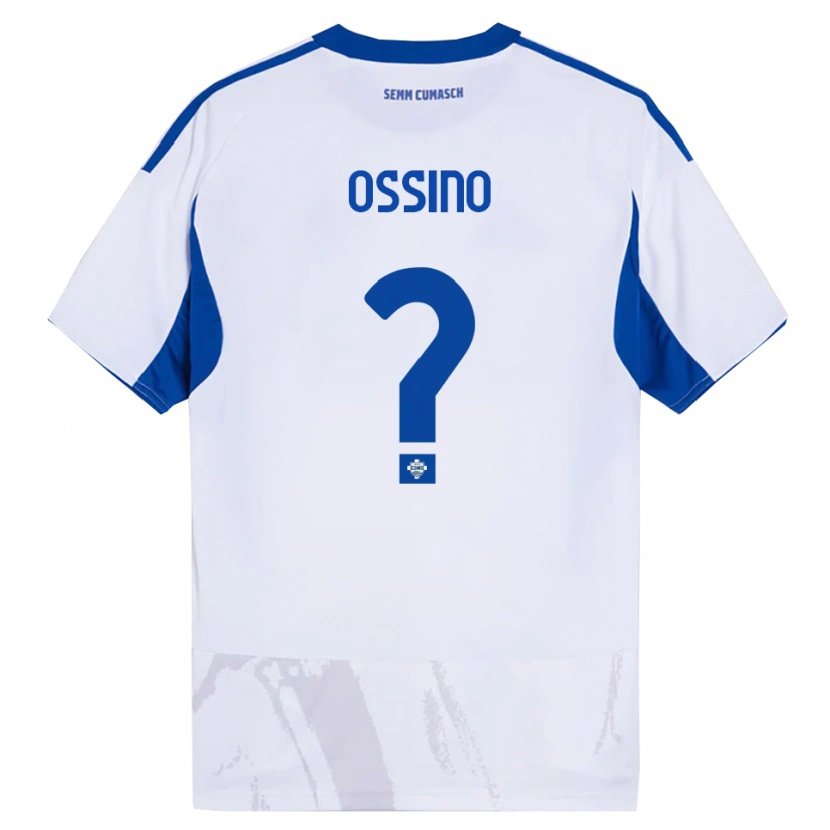 Danxen Enfant Maillot Daniel Ossino #0 Blanc Bleu Tenues Extérieur 2025/26 T-Shirt