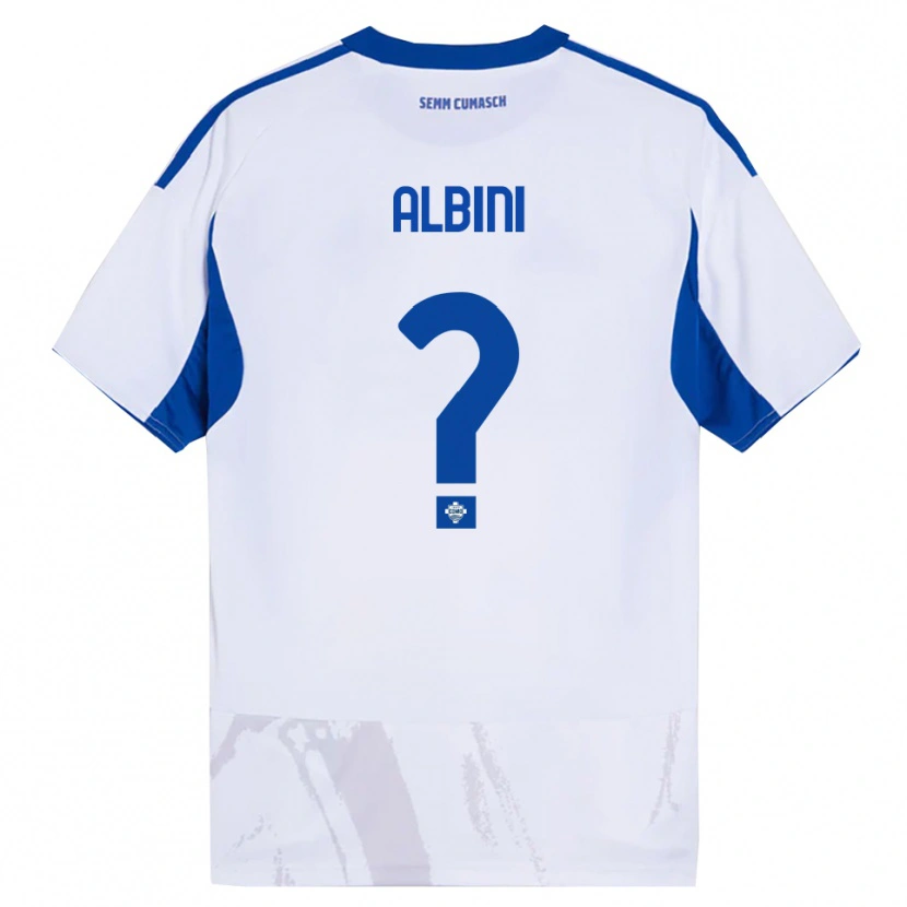 Danxen Enfant Maillot Matteo Albini #0 Blanc Bleu Tenues Extérieur 2025/26 T-Shirt
