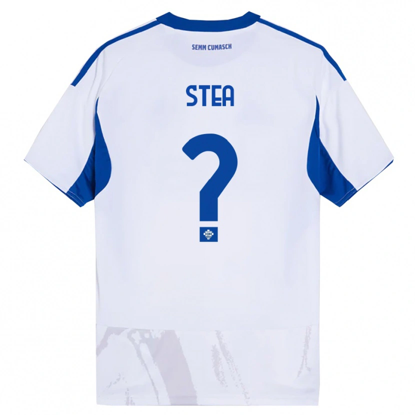 Danxen Enfant Maillot Guglielmo Stea #0 Blanc Bleu Tenues Extérieur 2025/26 T-Shirt