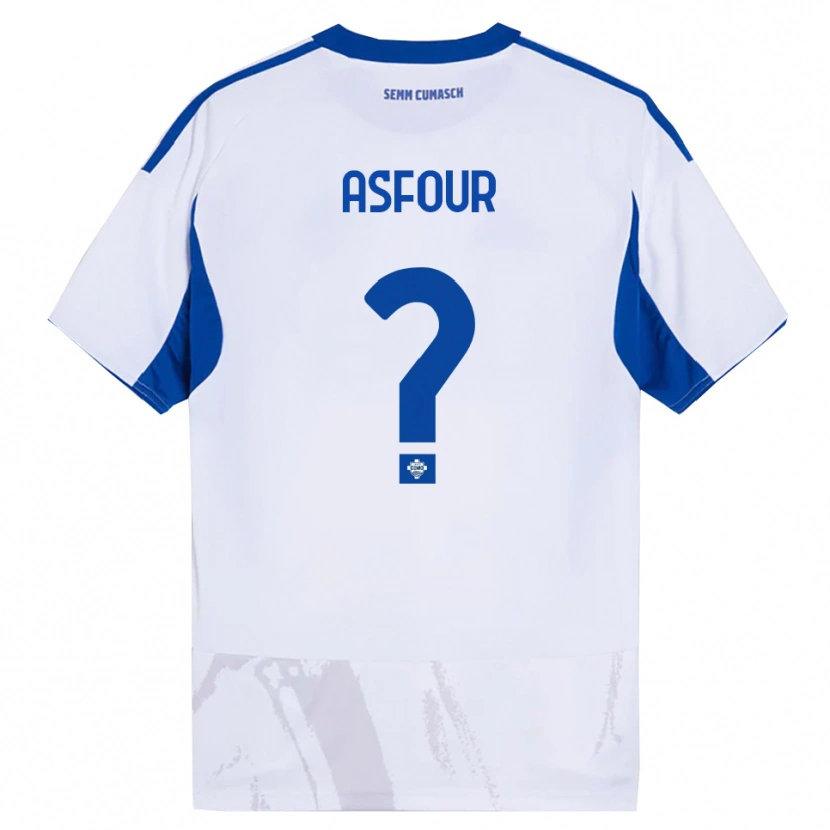 Danxen Enfant Maillot Adam Asfour #0 Blanc Bleu Tenues Extérieur 2025/26 T-Shirt