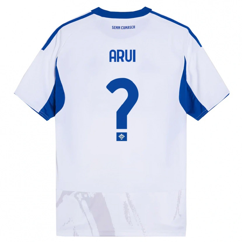 Danxen Enfant Maillot Stefano Arui #0 Blanc Bleu Tenues Extérieur 2025/26 T-Shirt