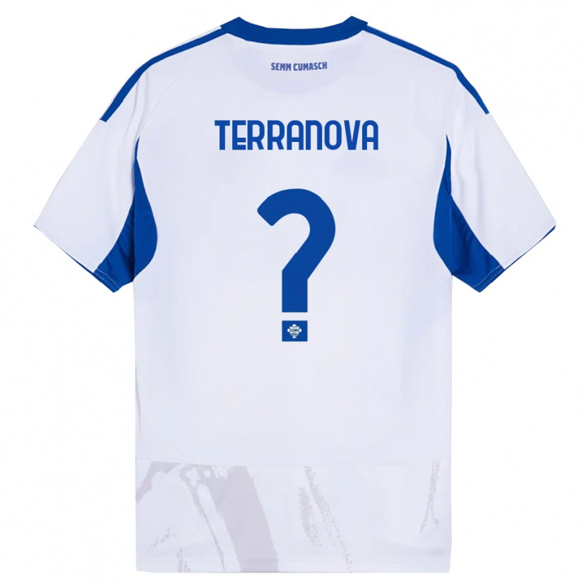 Danxen Enfant Maillot Mattia Terranova #0 Blanc Bleu Tenues Extérieur 2025/26 T-Shirt