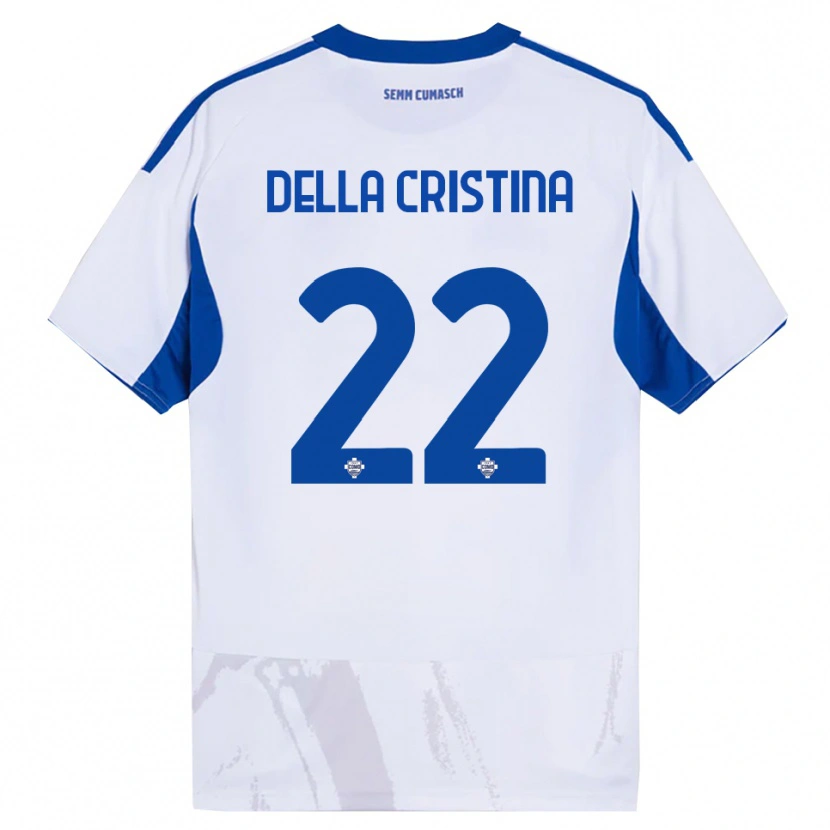 Danxen Enfant Maillot Stefano Della Cristina #22 Blanc Bleu Tenues Extérieur 2025/26 T-Shirt