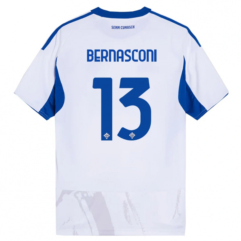 Danxen Enfant Maillot Enea Bernasconi #13 Blanc Bleu Tenues Extérieur 2025/26 T-Shirt
