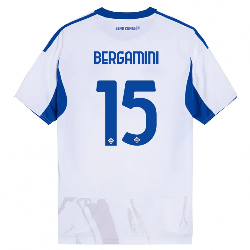 Danxen Enfant Maillot Mattia Bergamini #15 Blanc Bleu Tenues Extérieur 2025/26 T-Shirt