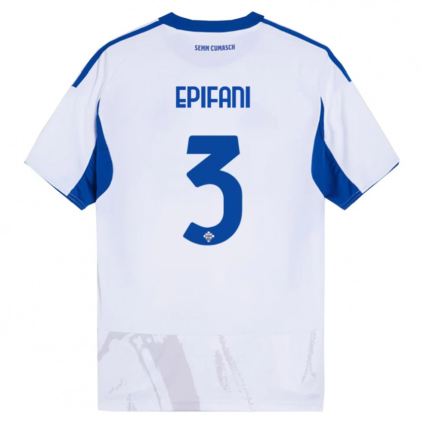 Danxen Enfant Maillot Lorenzo Epifani #3 Blanc Bleu Tenues Extérieur 2025/26 T-Shirt