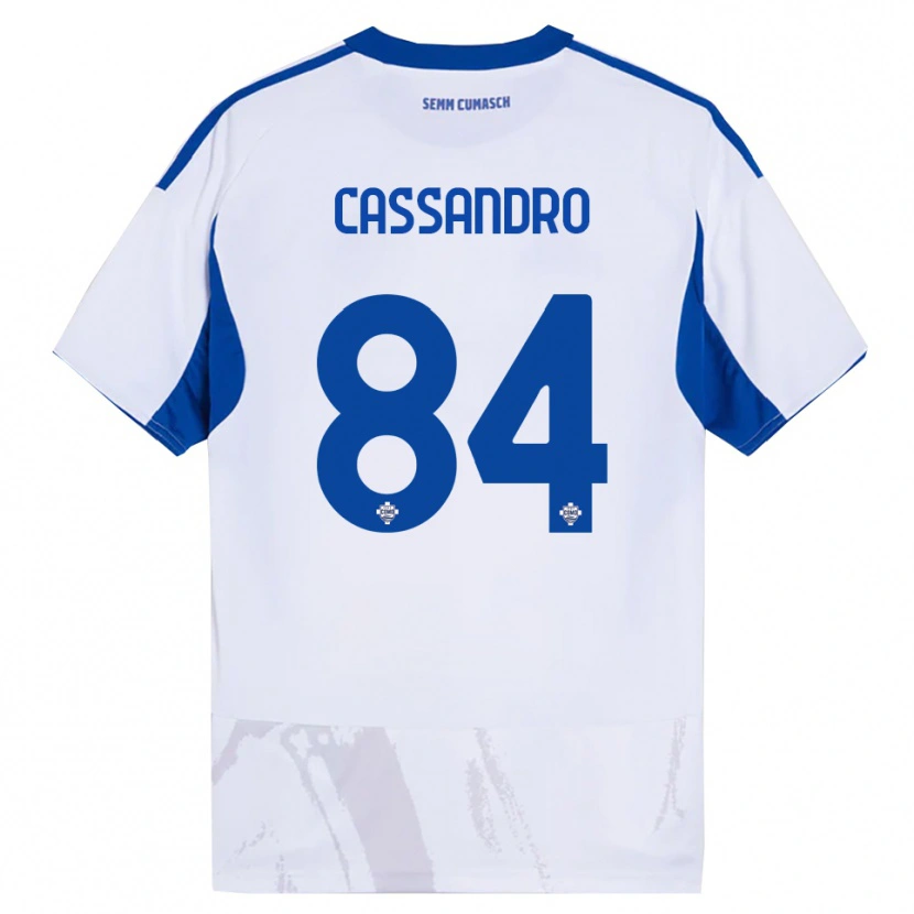 Danxen Enfant Maillot Tommaso Cassandro #84 Blanc Bleu Tenues Extérieur 2025/26 T-Shirt