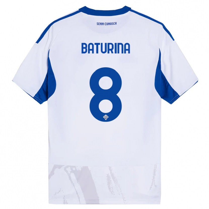 Danxen Enfant Maillot Martin Baturina #8 Blanc Bleu Tenues Extérieur 2025/26 T-Shirt